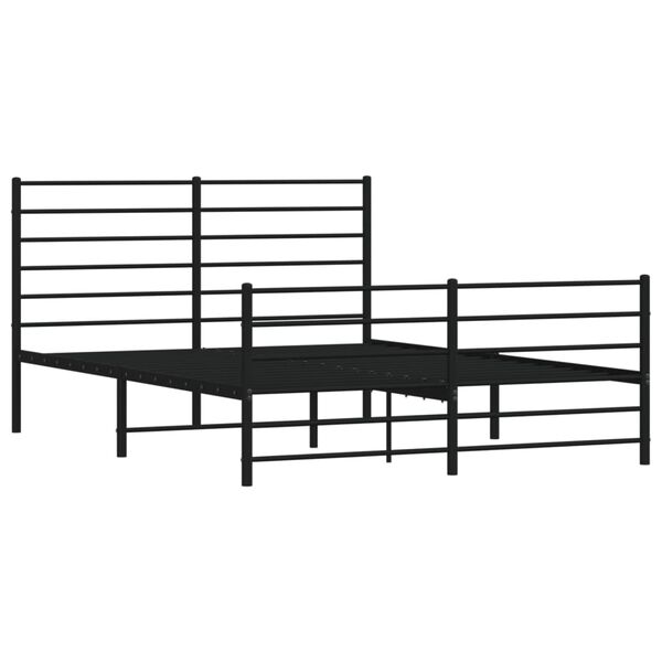 vidaXL Cadre de lit métal sans matelas avec pied de lit noir 120x190cm