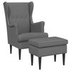 vidaXL Fauteuil avec pouf 2 pc Gris fonc&eacute; Tissu