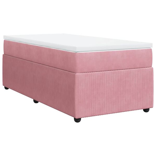 vidaXL Sommier &agrave; lattes de lit avec matelas Rose 100x200 cm Velours