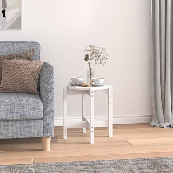 vidaXL Table basse Blanc Ø 42,5x45 cm Bois massif de pin