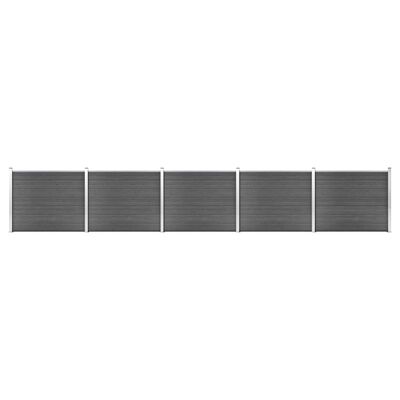vidaXL Ensemble de panneau de clôture WPC 872x146 cm Noir