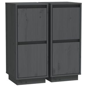 vidaXL Buffets 2 pcs Gris 31,5x34x75 cm Bois massif de pin