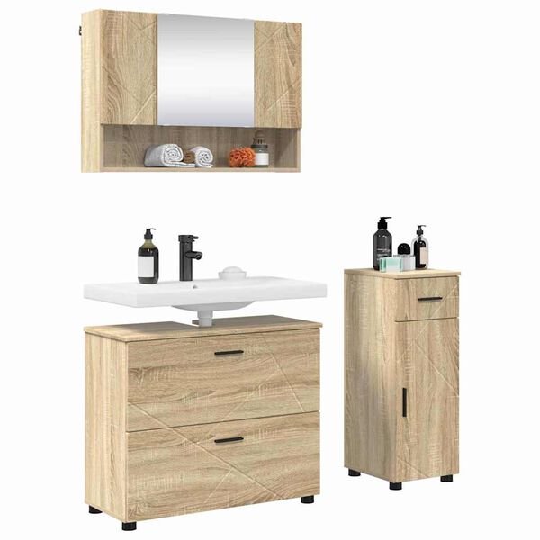 vidaXL Ensemble de mobilier de salle de bain 3 pcs Ch&ecirc;ne Sonoma