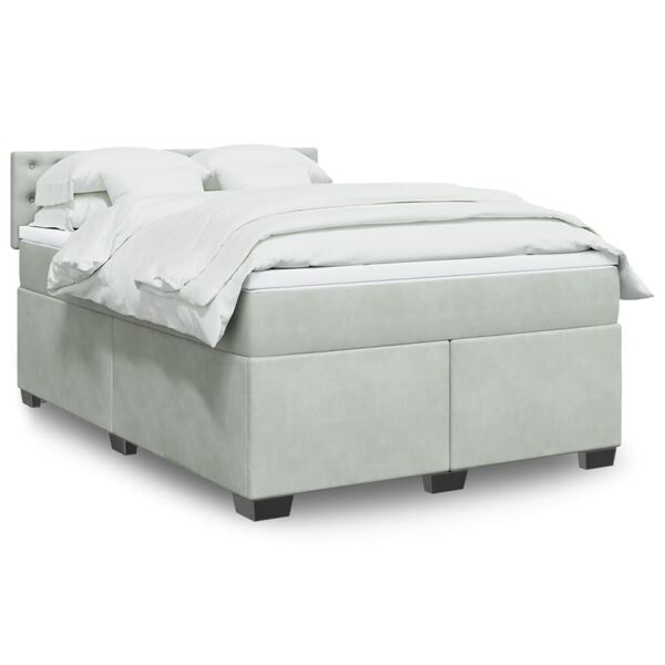 vidaXL Sommier &agrave; lattes de lit et matelas Gris clair 140x200cm Velours