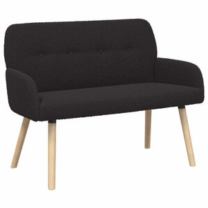 vidaXL Canap&eacute; 2 places avec pieds en bois massif Noir Boucl&eacute;
