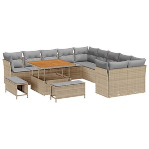 vidaXL Ensemble de canap&eacute; de jardin 13 pcs Beige et Gris clair
