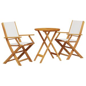 vidaXL Ensemble de bistro 3 pcs blanc cr&egrave;me tissu et bois massif