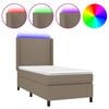 vidaXL Sommier &agrave; lattes de lit matelas et LED Taupe 90x190 cm Tissu