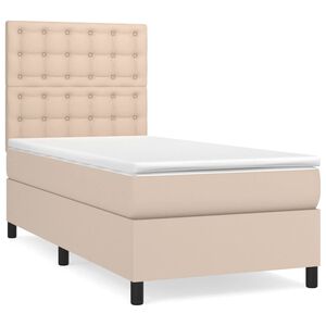 vidaXL Sommier &agrave; lattes de lit avec matelas Cappuccino 90x200 cm