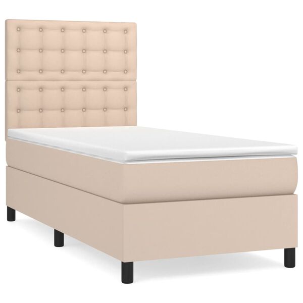 vidaXL Sommier &agrave; lattes de lit avec matelas Cappuccino 90x200 cm