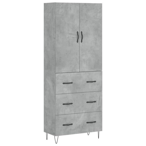 vidaXL Buffet haut Gris béton 69,5x34x180 cm Bois d'ingénierie