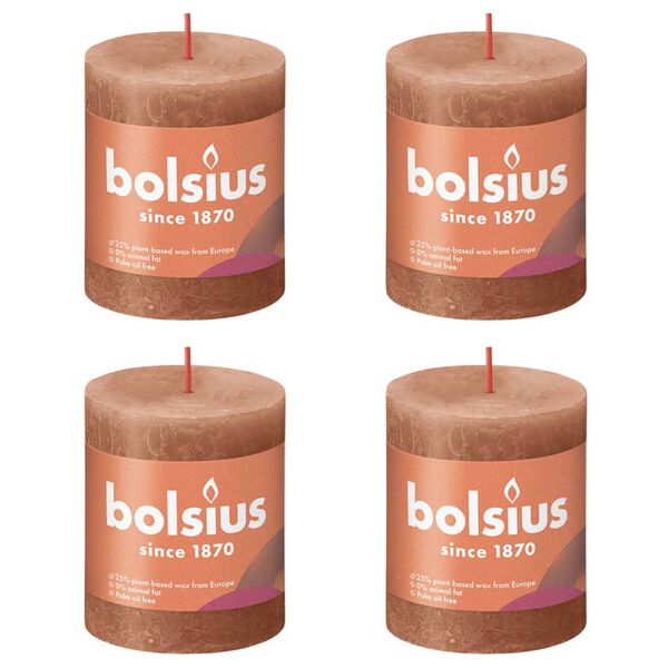 Bolsius Bougies pilier rustiques Shine 4 pcs 80x68 mm Rose rustique