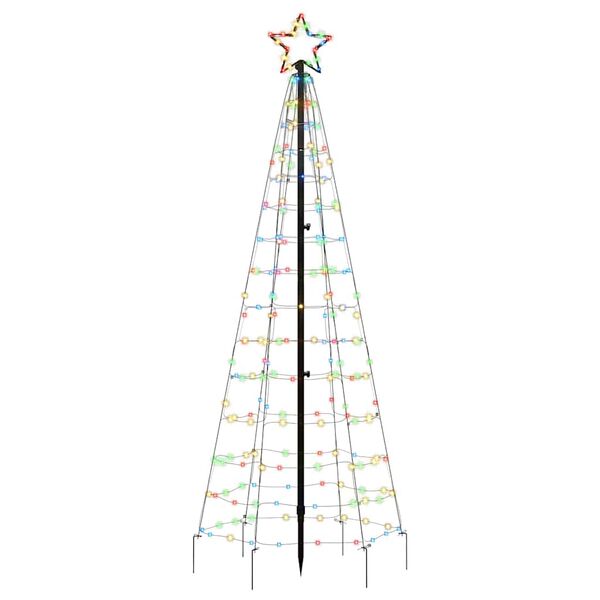 vidaXL Sapin de No&euml;l &agrave; LED avec piquets 220 LED color&eacute;es 180 cm