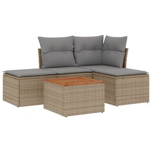 vidaXL Salon de jardin avec coussins 5 pcs beige r&eacute;sine tress&eacute;e