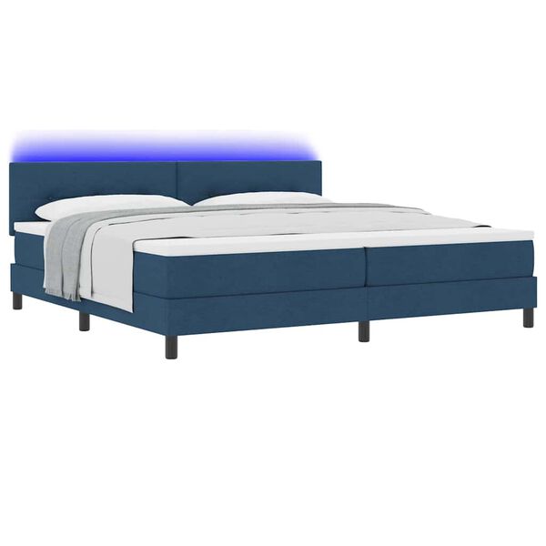 vidaXL Lit à ressorts avec matelas Bleu 200 x 200 cm tissu