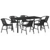 vidaXL Ensemble de salle &agrave; manger pour jardin 7 pc Noir