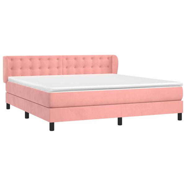 vidaXL Sommier à lattes de lit avec matelas Rose 180x200 cm Velours