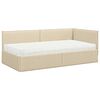 vidaXL Cadre de lit d'angle avec matelas 2 pcs Cr&egrave;me Velours