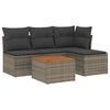 vidaXL Salon de jardin 5 pcs avec coussins gris r&eacute;sine tress&eacute;e