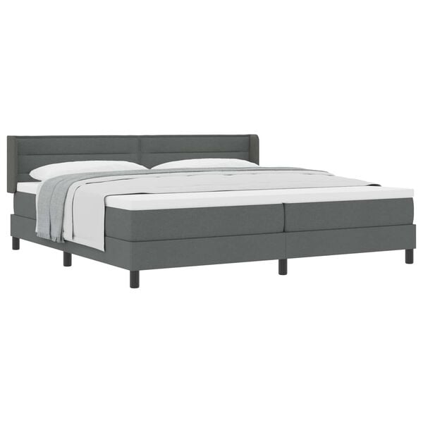 vidaXL Lit &agrave; ressorts avec matelas Gris fonc&eacute; 200 x 200 cm tissu