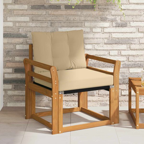 vidaXL Canap&eacute; d&rsquo;ext&eacute;rieur Bois d'acacia massif et Textil&egrave;ne Naturel