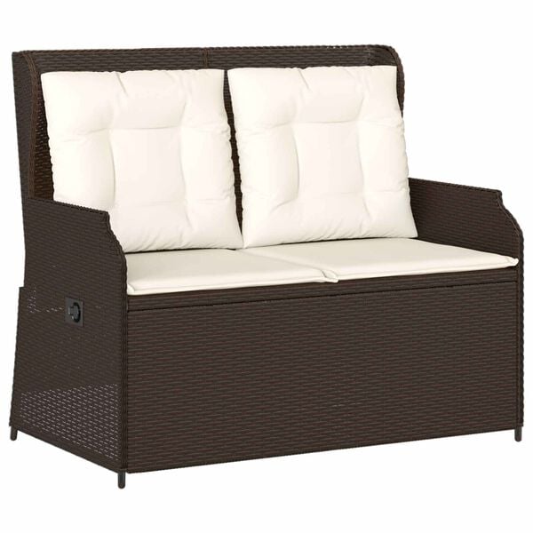 vidaXL Banc de jardin avec coussin Marron Poly rotin