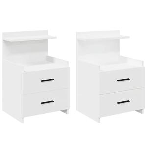 vidaXL Tables de chevet 2 pi&egrave;ces avec 2 tiroirs Blanc 40 x 36,5 x 62 cm