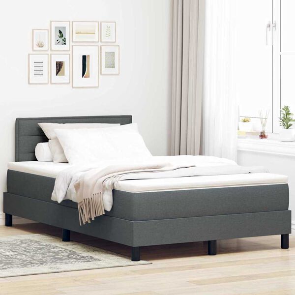 vidaXL Lit &agrave; ressorts avec matelas Gris fonc&eacute; 120 x 190 cm tissu