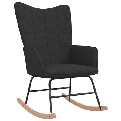 vidaXL Chaise à bascule avec tabouret Noir Tissu