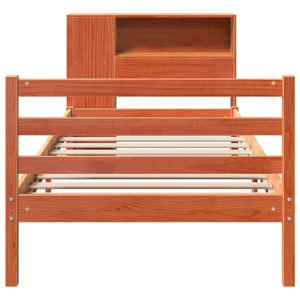 vidaXL Lit bibliothèque sans matelas cire marron 100x200cm bois massif