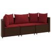 vidaXL Salon de jardin avec coussins 3 pcs marron r&eacute;sine tress&eacute;e