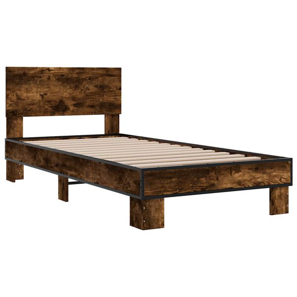 vidaXL Cadre de lit sans matelas ch&ecirc;ne fum&eacute; 75x190 cm