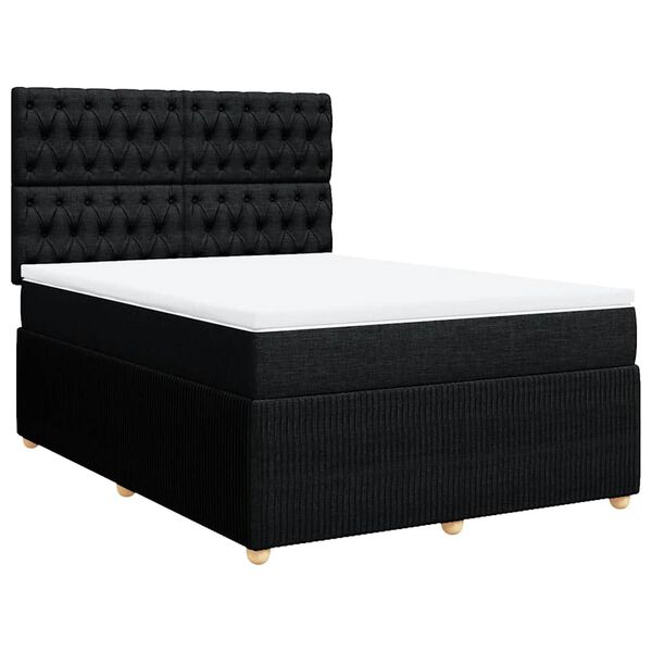 vidaXL Sommier &agrave; lattes de lit avec matelas Noir 160x200 cm Tissu
