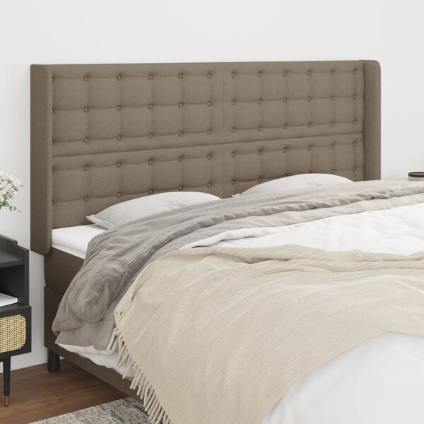 vidaXL T&ecirc;te de lit avec oreilles Taupe 203x16x118/128 cm Tissu