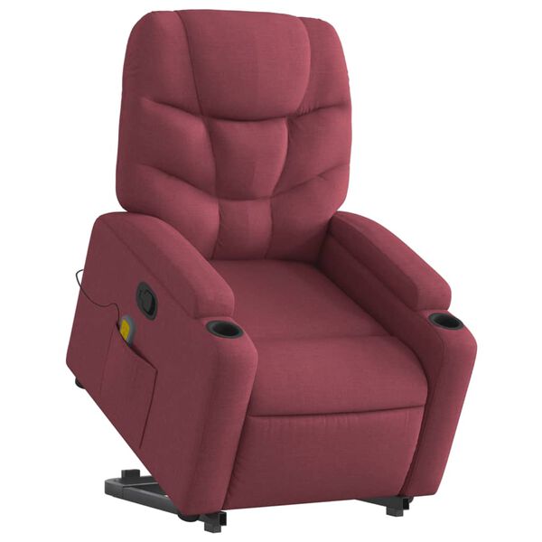 vidaXL Fauteuil inclinable de massage Rouge bordeaux Tissu