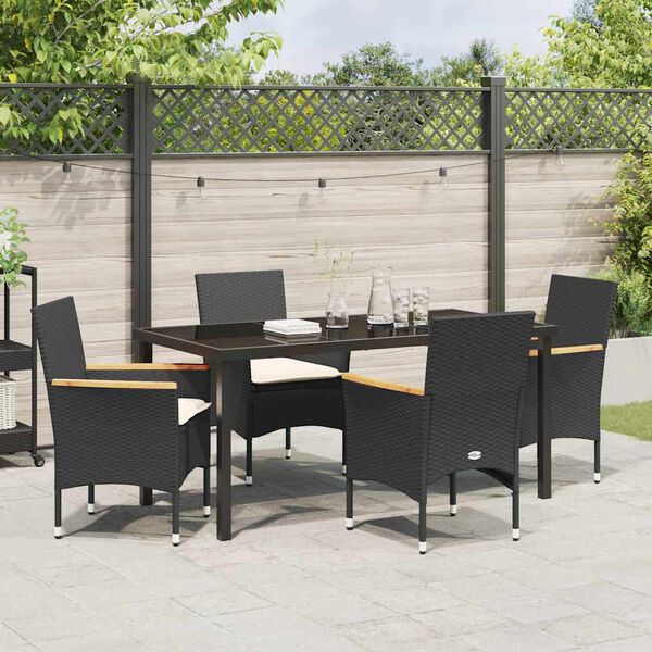 vidaXL Ensemble de salle &agrave; manger pour jardin 5 pcs Noir polyrotin