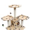 Arbre à chat 170 cm en beige avec motif d'empreinte de patte2 niches