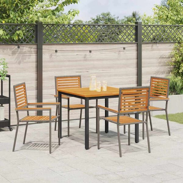 vidaXL Ensemble de salle &agrave; manger pour jardin 5 pcs Gris