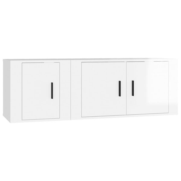 vidaXL Ensemble de meubles TV 2 pcs blanc brillant bois d'ingénierie