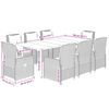 vidaXL Ensemble &agrave; manger de jardin et coussins 9 pcs marron poly rotin