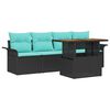 vidaXL Ensemble de canap&eacute; de jardin 5 pc Noir et bleu