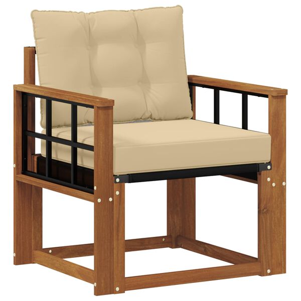 vidaXL Canap&eacute; d&rsquo;ext&eacute;rieur Bois d'acacia massif et Textil&egrave;ne Naturel