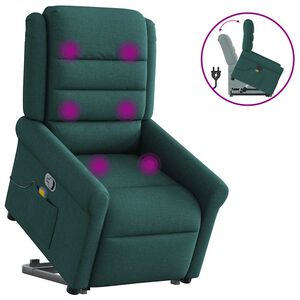 vidaXL Fauteuil inclinable de massage Vert fonc&eacute; Tissu