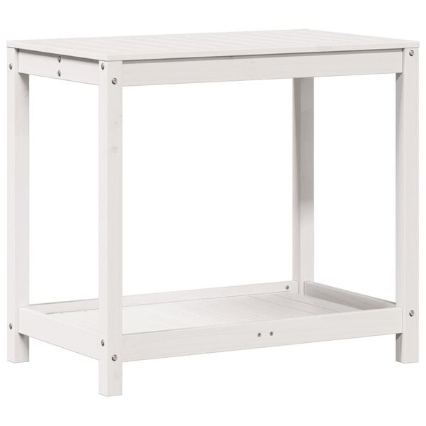 vidaXL Table de rempotage avec &eacute;tag&egrave;re blanc 82,5x50x75 cm massif pin