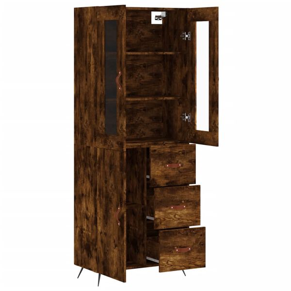 vidaXL Buffet haut Ch&ecirc;ne fum&eacute; 69,5x34x180 cm Bois d'ing&eacute;nierie