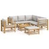 vidaXL Salon de jardin 8 pcs avec coussins gris clair bambou