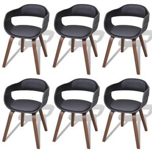 vidaXL Chaises &agrave; manger lot de 6 noir bois courb&eacute; et similicuir