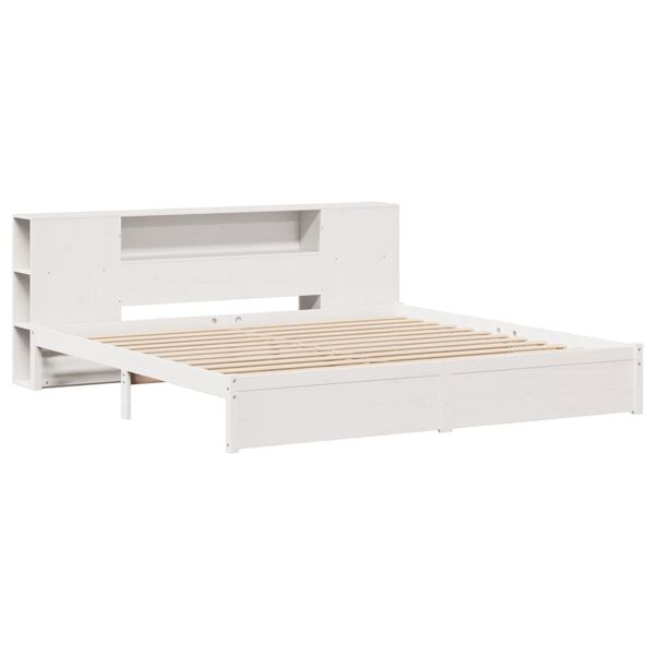 vidaXL Lit biblioth&egrave;que sans matelas blanc 200x200 cm bois pin massif
