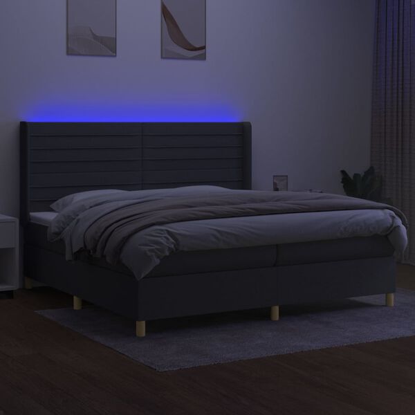 vidaXL Sommier &agrave; lattes de lit matelas LED Gris fonc&eacute; 200x200 cm Tissu