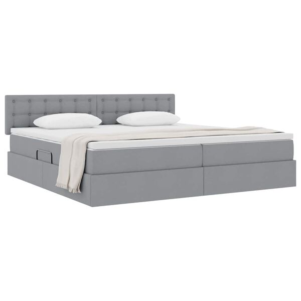 vidaXL Lit avec rangement et matelas Gris clair 200 x 200 cm